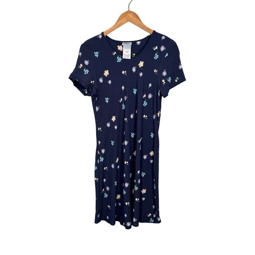 Laura Ashley Vintage Floral Dress Size 8 Navy Blue‎ Midi Prairie Cottage 1980s